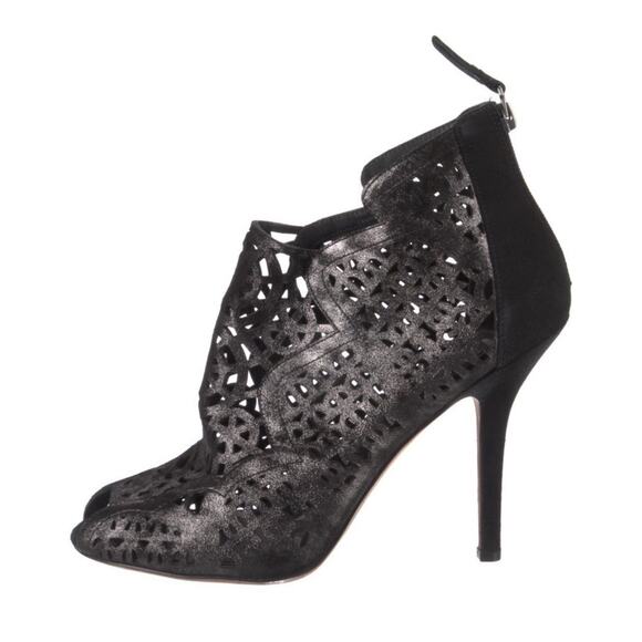 Vera Wang Black Silver Laser Cut Out Shoe Booties EU 41.5